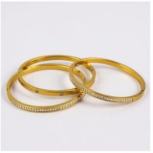 ✨NEW 18K Gold Plated Bangle Set | Tarnish Resistant | Zircon | Screw Lock✨